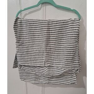 BROOKLINEN Gray Stripe Pillowcase 100% Linen Made In Portugal KING Size